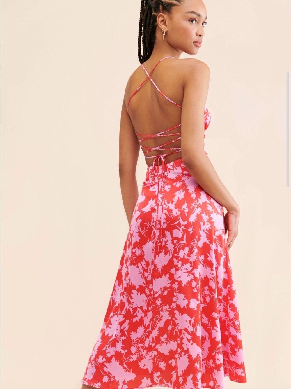 Astr The Label: Gala Bustier Cross Strap Midi Dress